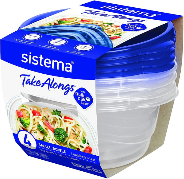 Sistema Take Alongs Small Bowl Container Plus Lids 4's